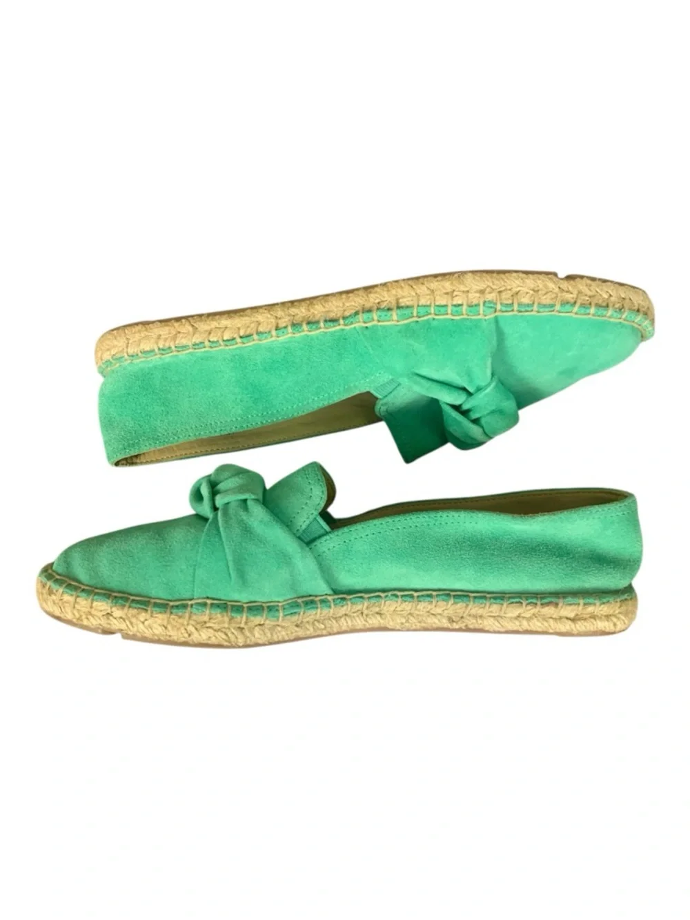 Talbots  Izzy Vibrant Green Suede Knot Espadrille Flat Slip On Summer‎ Size 7